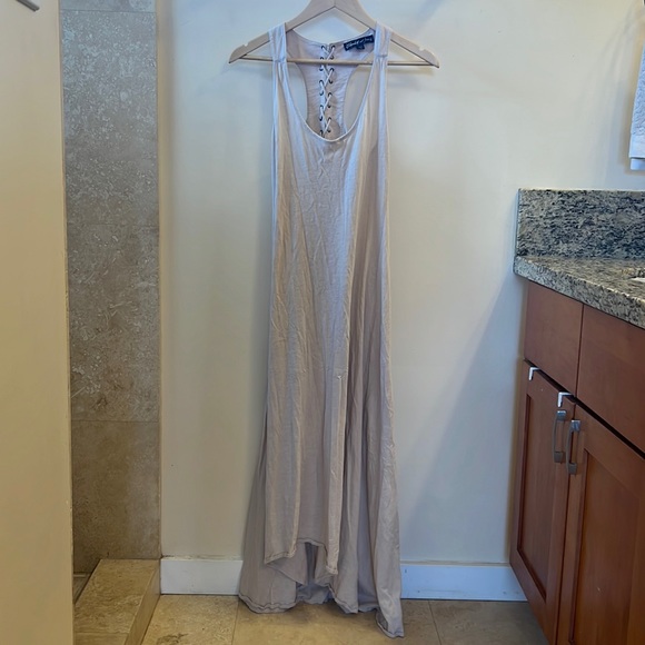 Elizabeth and James Cream Tan Maxi Lace Up Dress Coverup Swim Cover XS - Picture 3 of 7